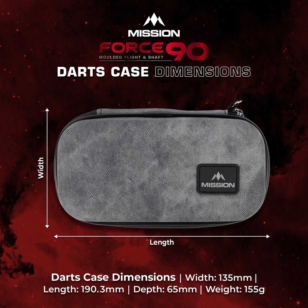 Mission Force 90 Dart Case - EVA Formgepresstes Wallet - Limitierte Auflage - Slim - Grau Denim