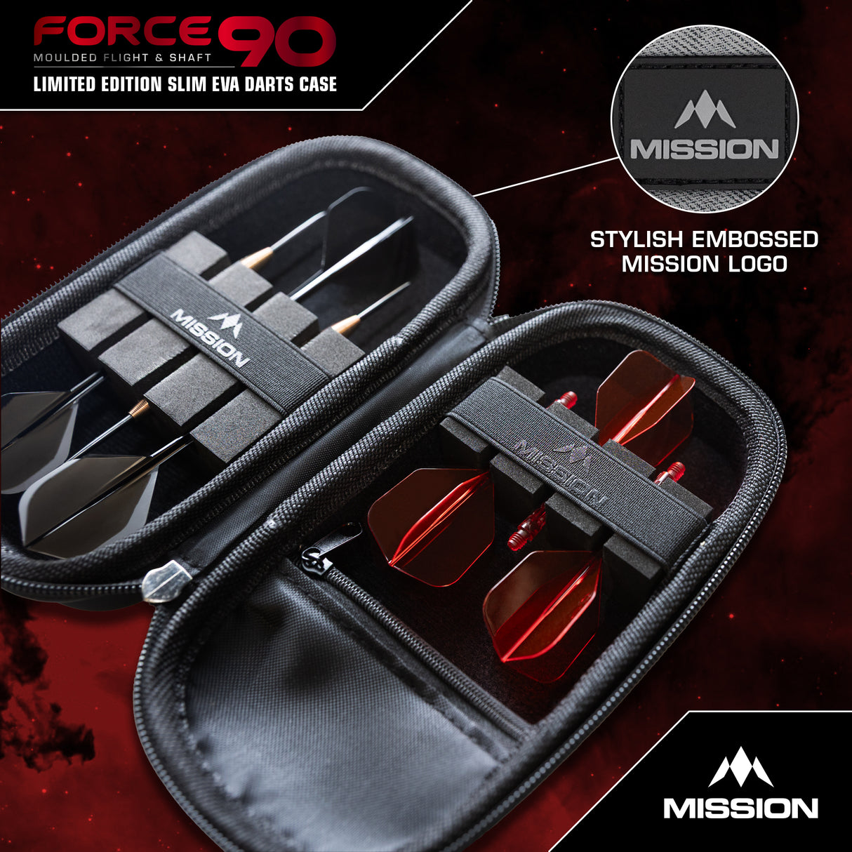 Mission Force 90 Dart Case - EVA Formgepresstes Wallet - Limitierte Auflage - Slim - Grau Denim