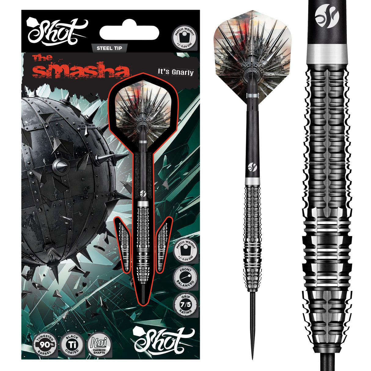 Shot Gnarly Darts - Stahlspitze - 90% Tungsten - Smasha