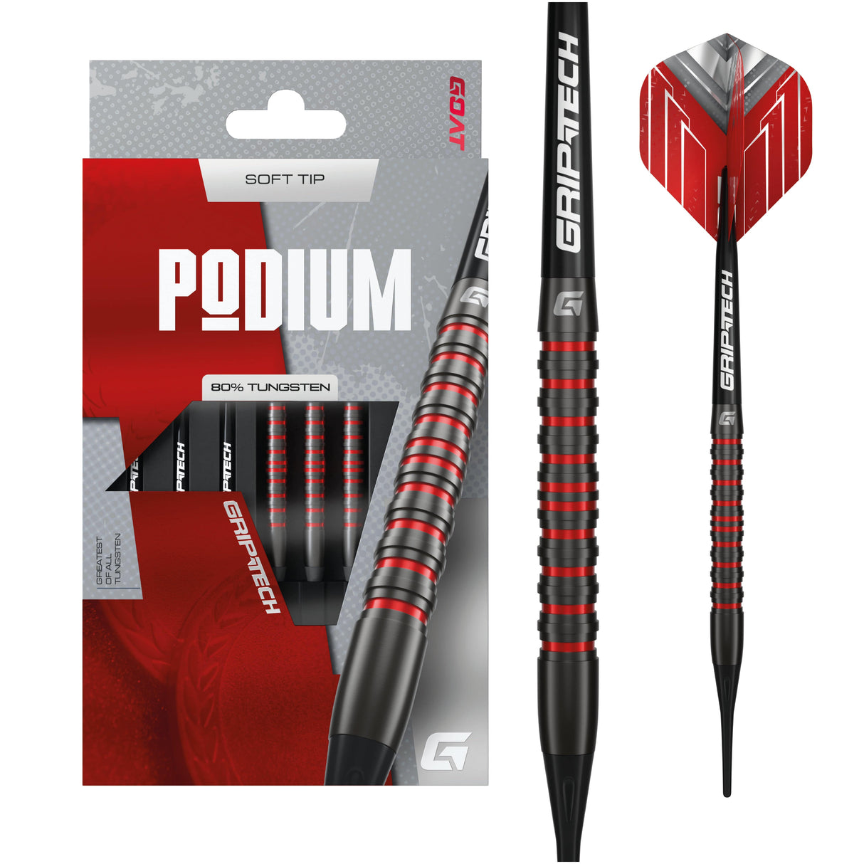 Goat Podium Darts - Welche Spitze - 80% Tungsten - Schwarz & Rot - 20g