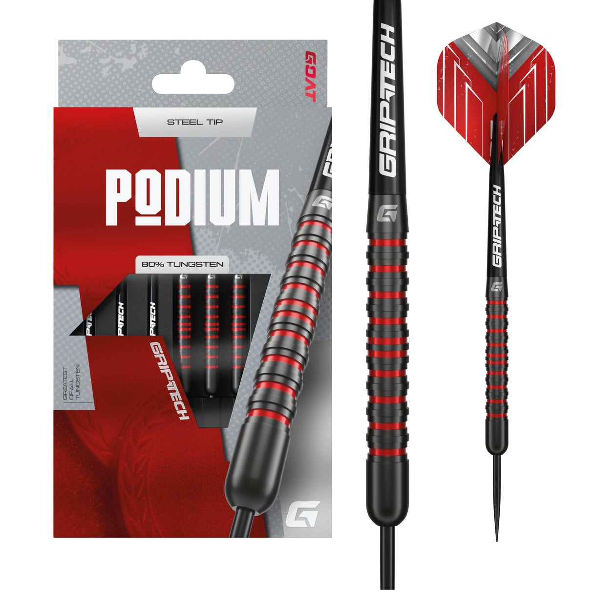Goat Podium Darts - Stahlsptize - 80% Tungsten - Schwarz & Rot