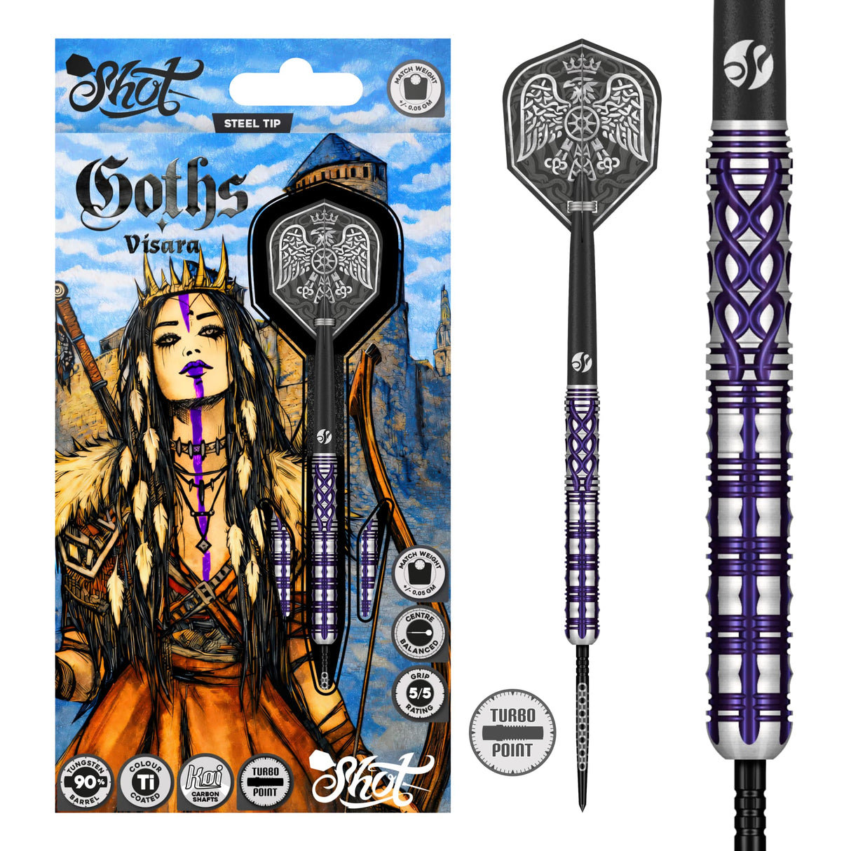 Shot Goths Darts - Stahlspitze - 90% Tungsten - Visara