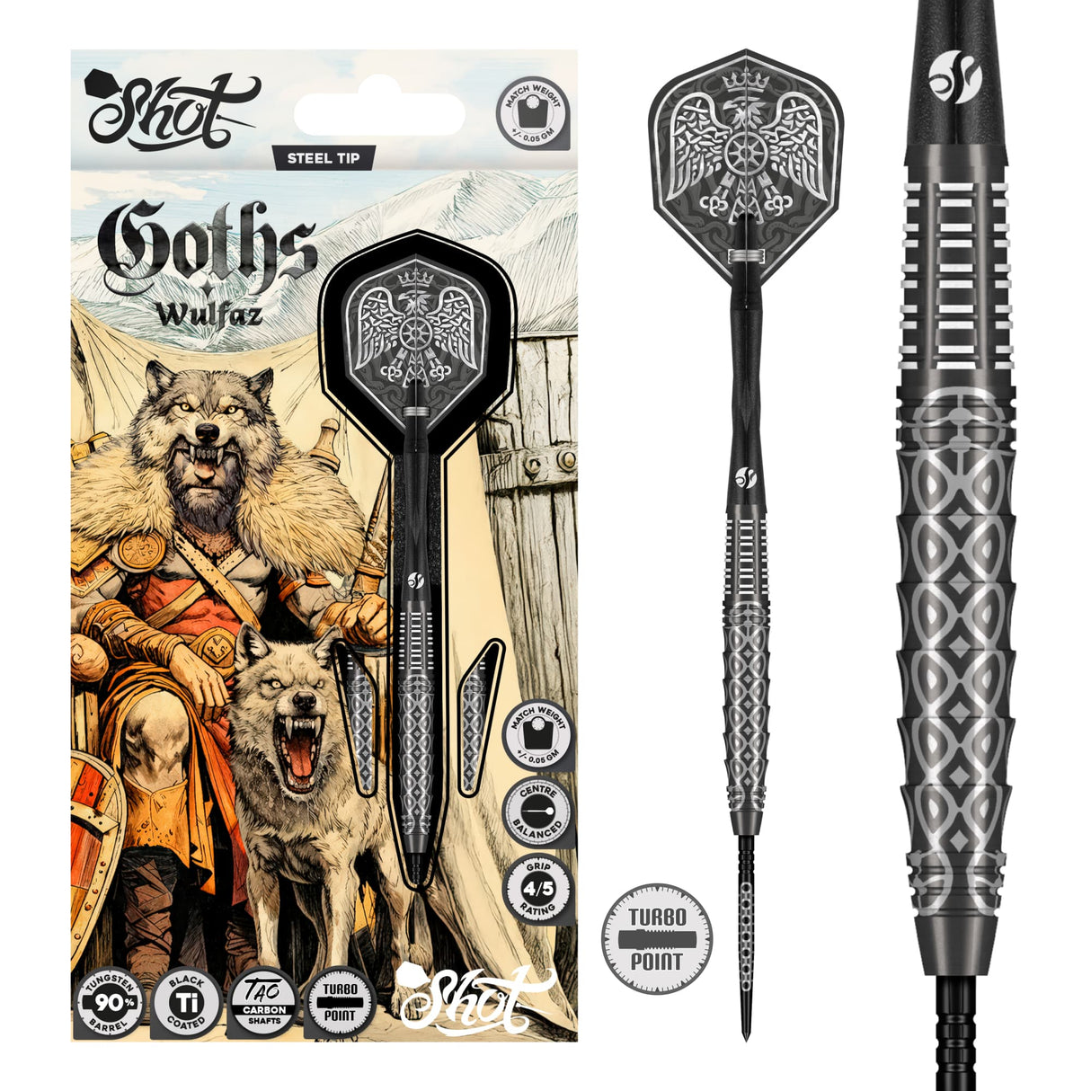 Shot Goths Darts -Stahlspitze - 90% Tungsten - Wulfaz