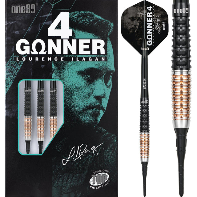 One80 Lourence Ilagan Darts - Soft Tip - 90% Tungsten - Rose Gold - 20.5g
