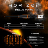Mission Horizon Darts - Stahlspitze - 95% Tungsten - Schwarz PVD & Orange