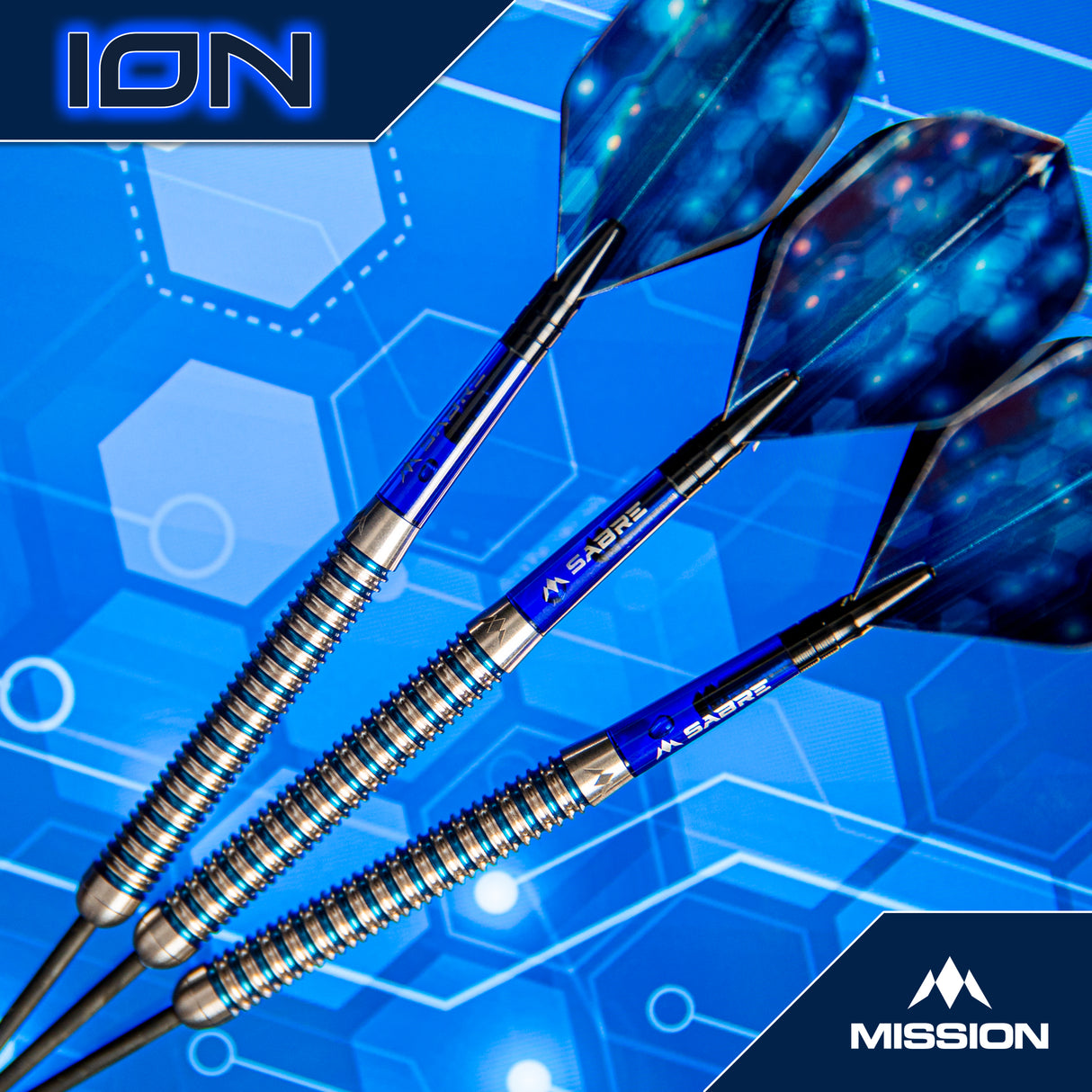 Mission ION Darts - Stahlspitze - 95% Tungsten - Blau & Silber
