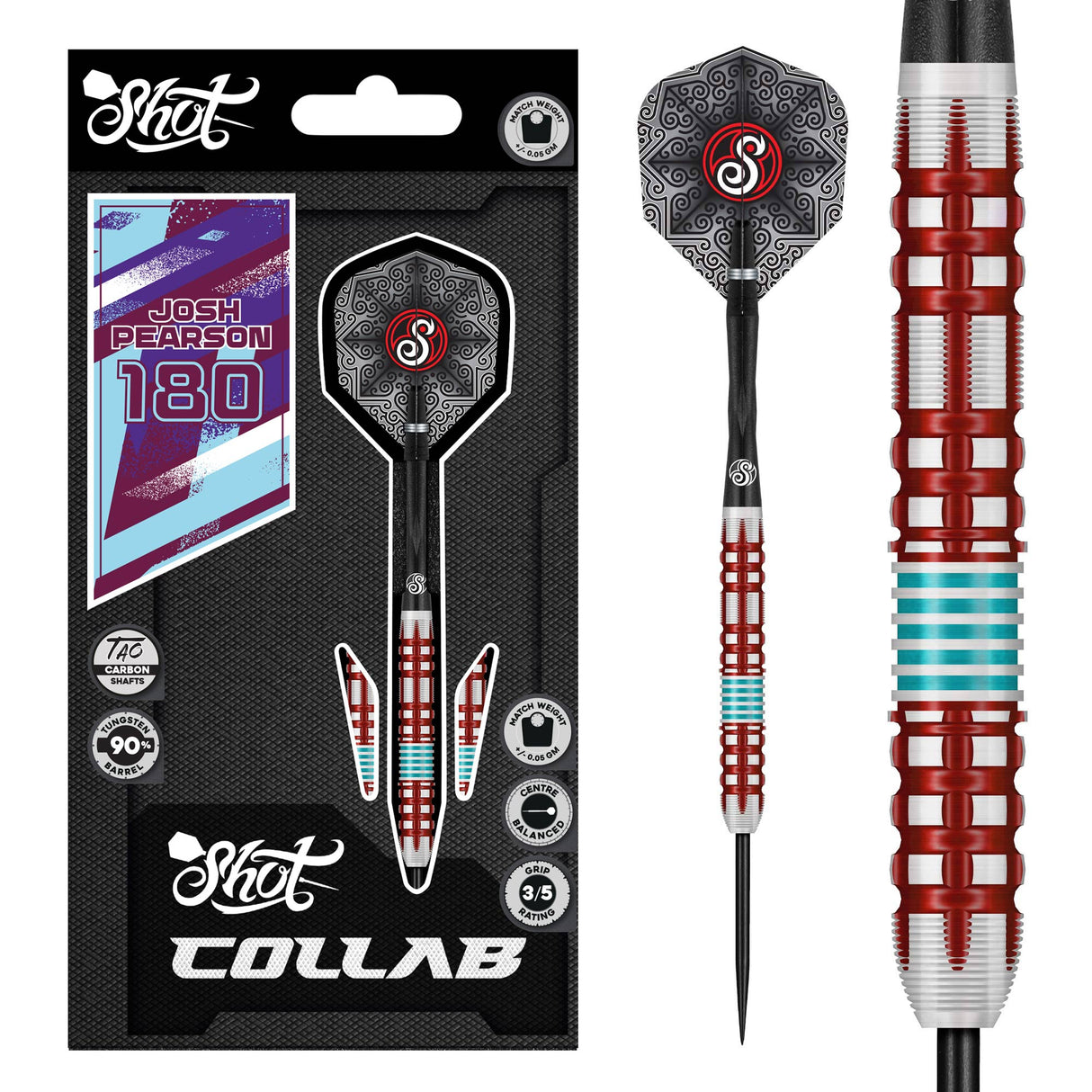 Shot Collab Serie Darts - Stahlspitze - 90% Tungsten - Josh Pearson