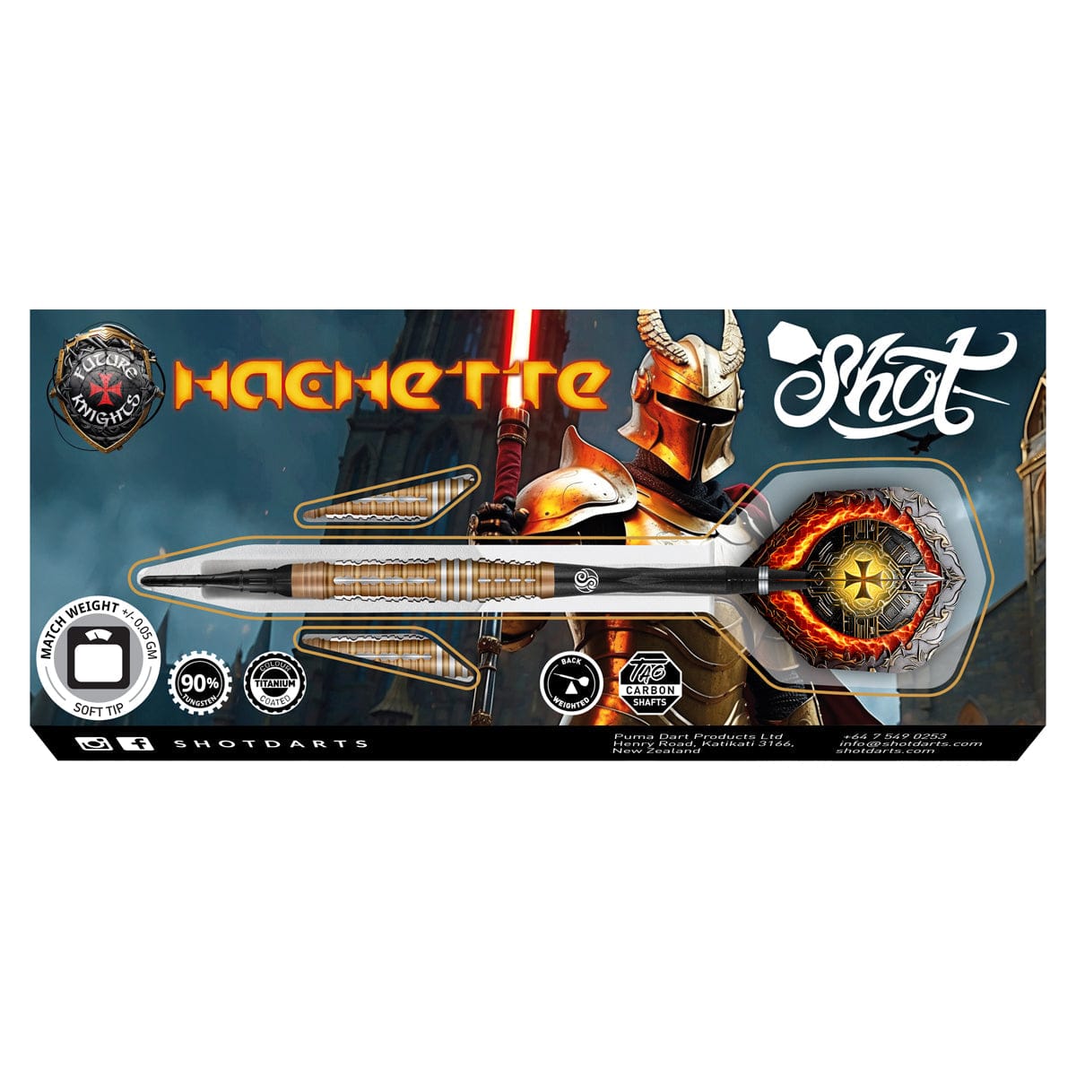 Shot Future Knights Darts - Soft Tip - 90% Tungsten - Hachette