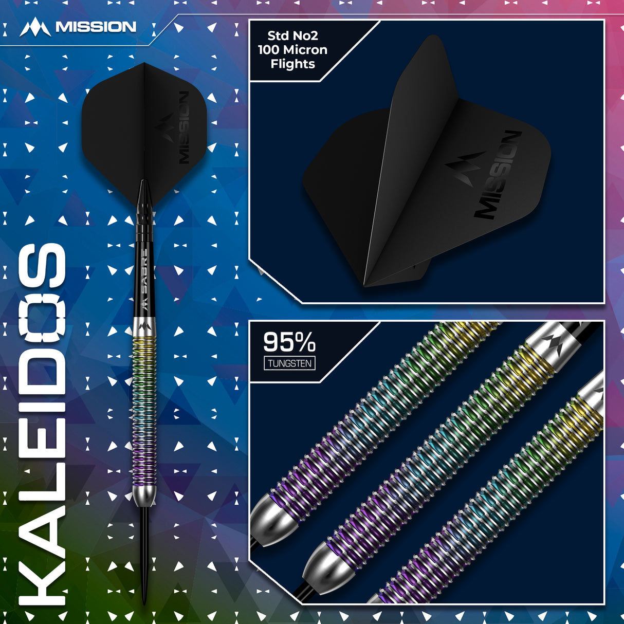 Mission Kaleidos Darts - Stahlspitze - 95% Tungsten