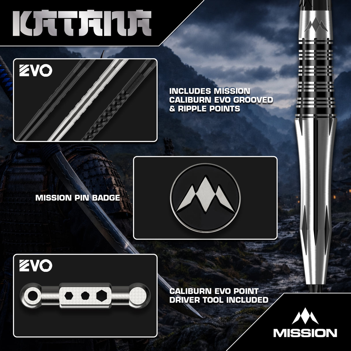 Mission Katana Darts - Stahlspitze - 95% Tungsten