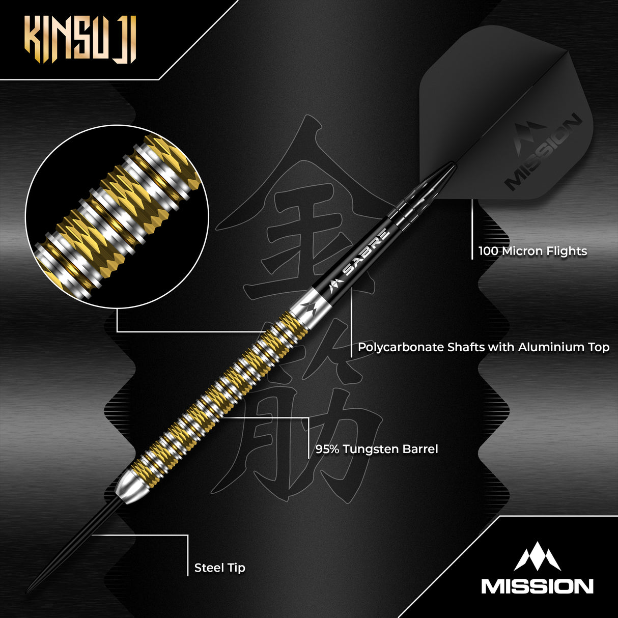 Mission Kinsuji Darts - Stahlspitze - 95% Tungsten