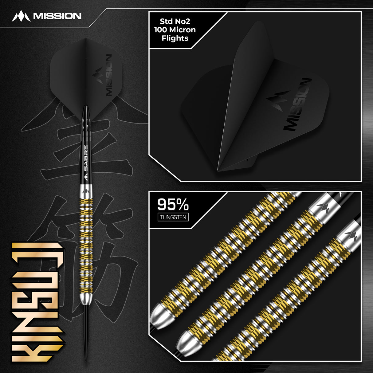 Mission Kinsuji Darts - Stahlspitze - 95% Tungsten