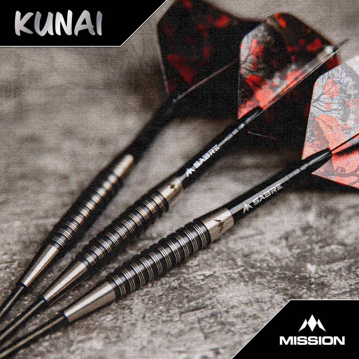 Mission Kunai Darts - Stahlspitze - 95% Tungsten - Schwarz PVD