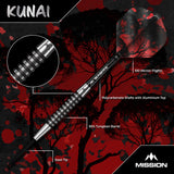 Mission Kunai Darts - Stahlspitze - 95% Tungsten - Schwarz PVD