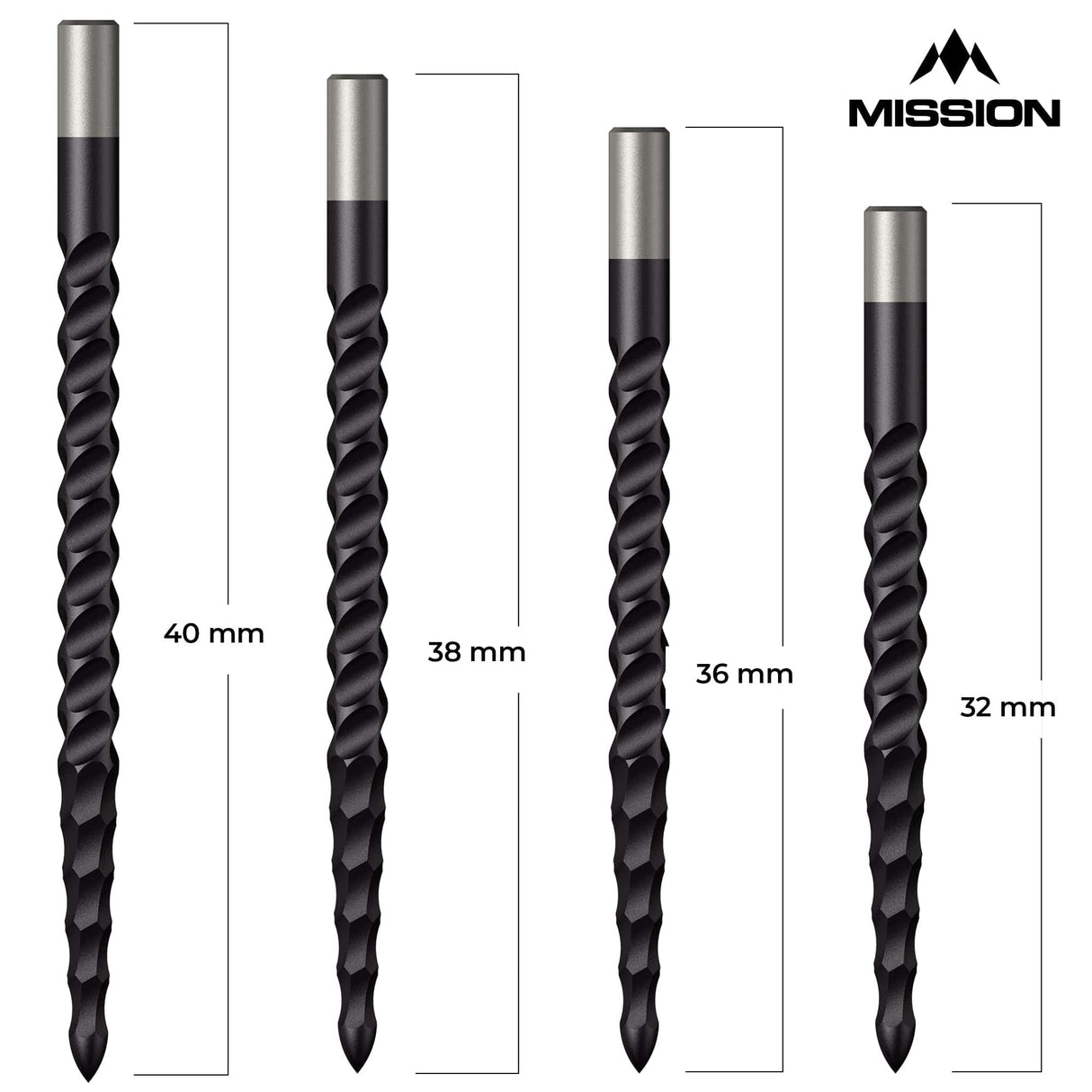 *Mission Lunar CS Dart Points - Spare Points - Rough Cut - Black