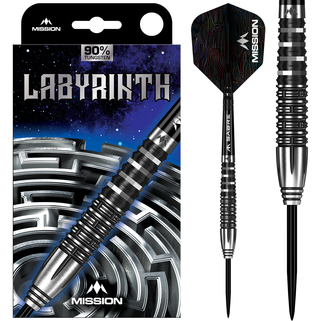 Mission Labyrinth Darts - Stahlspitze - 90% Tungsten - Schwarz PVD
