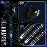 Mission Labyrinth Darts - Stahlspitze - 90% Tungsten - Schwarz PVD