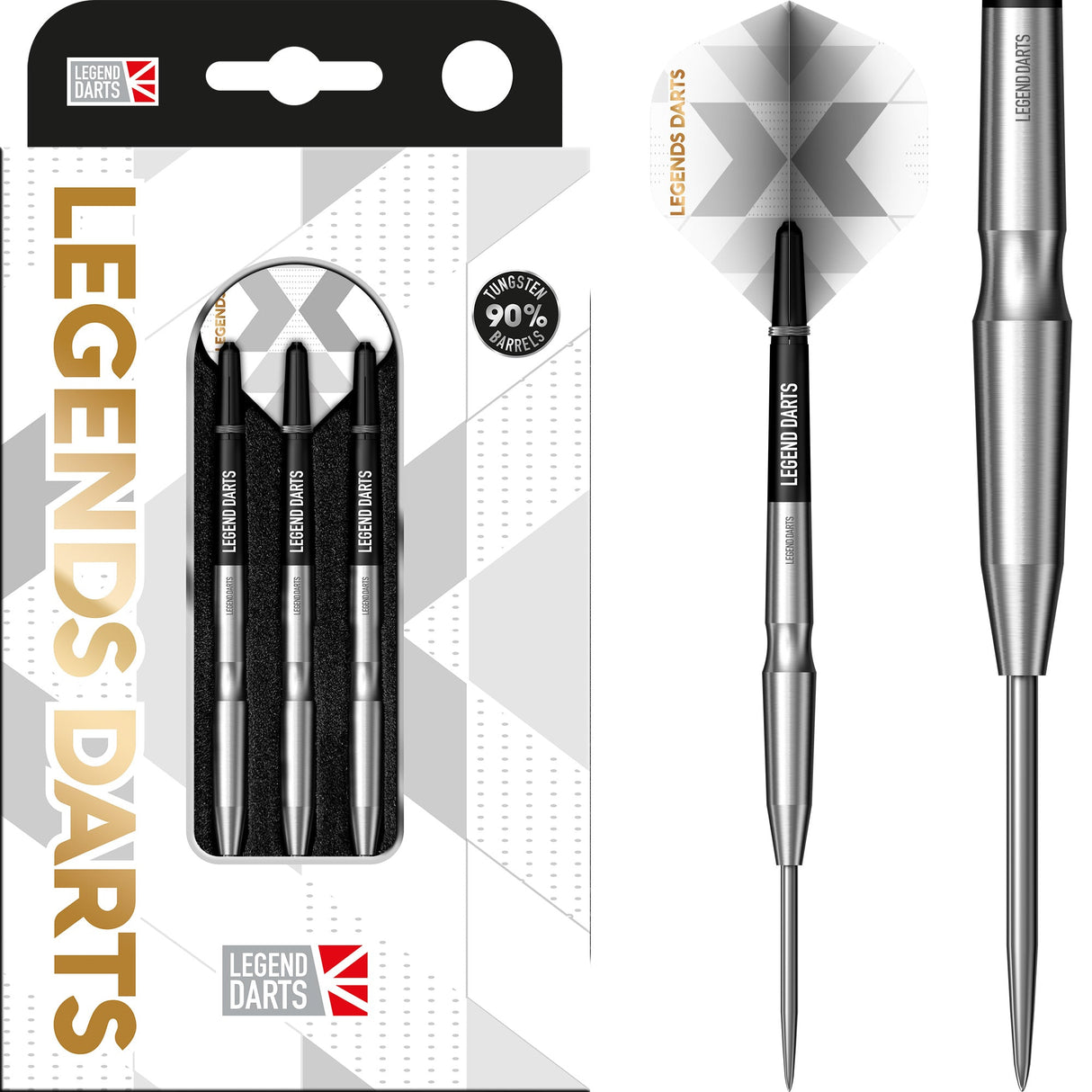 Legend Darts – Stahlspitze – 90 % Wolfram – Pro-Serie – V23 – glatte Muschel