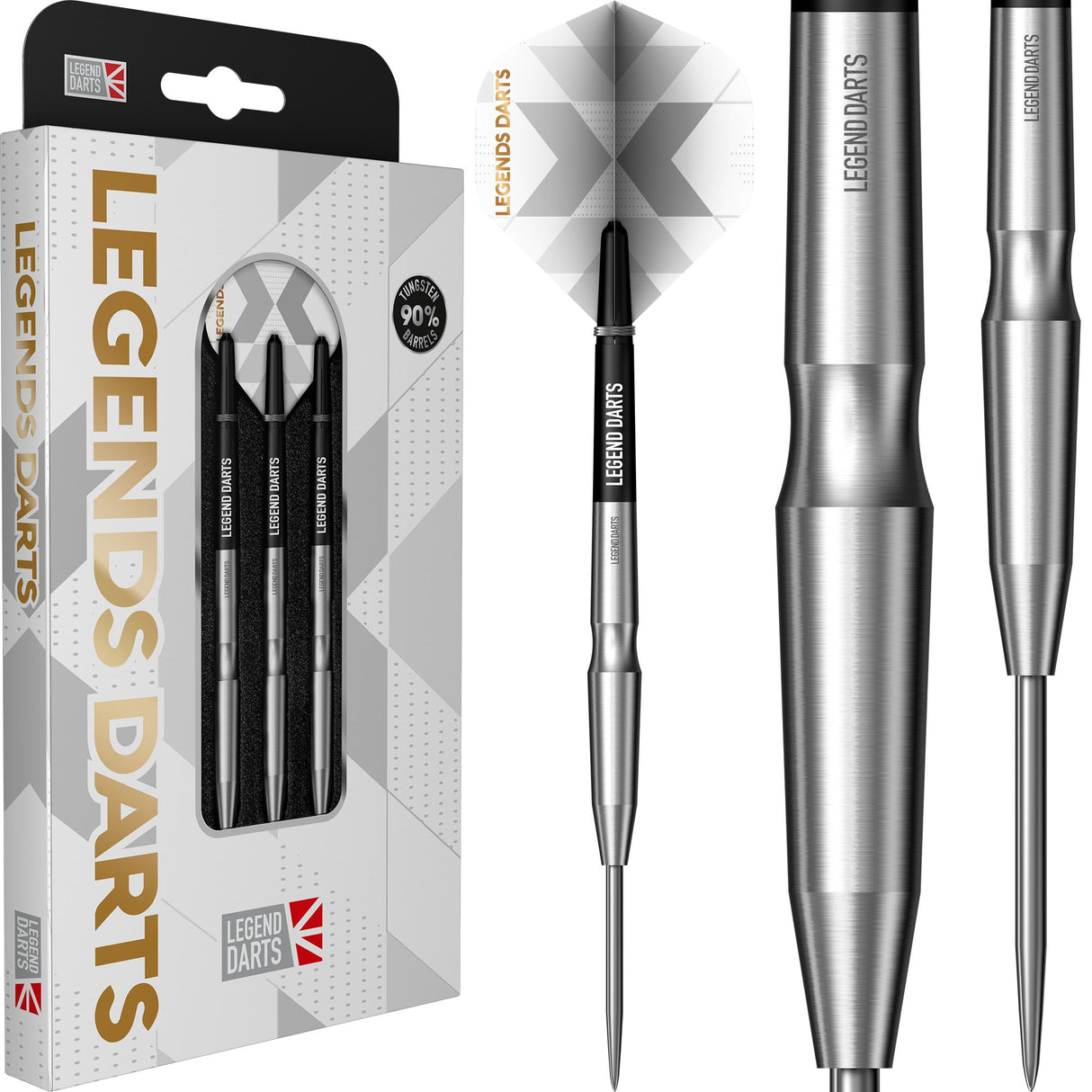 Legend Darts – Stahlspitze – 90 % Wolfram – Pro-Serie – V23 – glatte Muschel