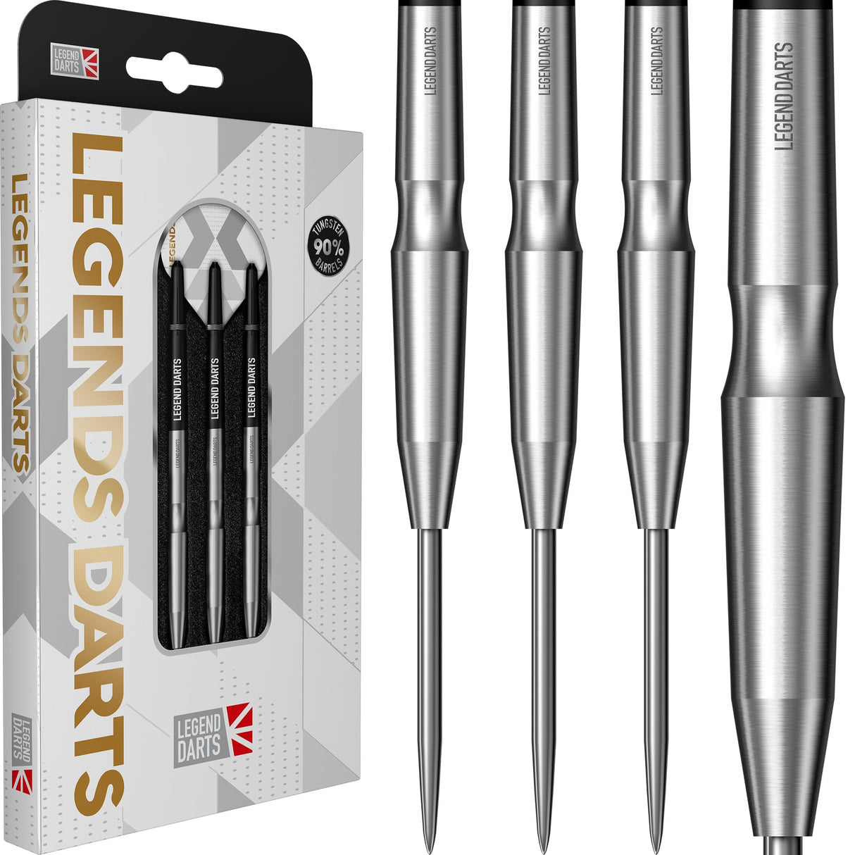 Legend Darts – Stahlspitze – 90 % Wolfram – Pro-Serie – V23 – glatte Muschel
