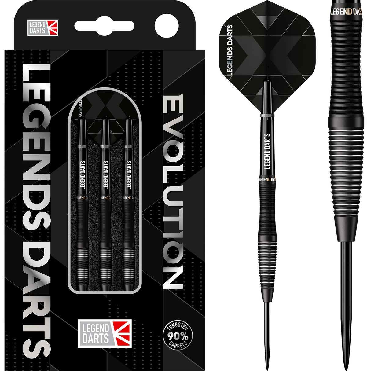 Legend Darts - Stahlspitze - Evolution Serie - B01 - Schwarz - Micro Scallop