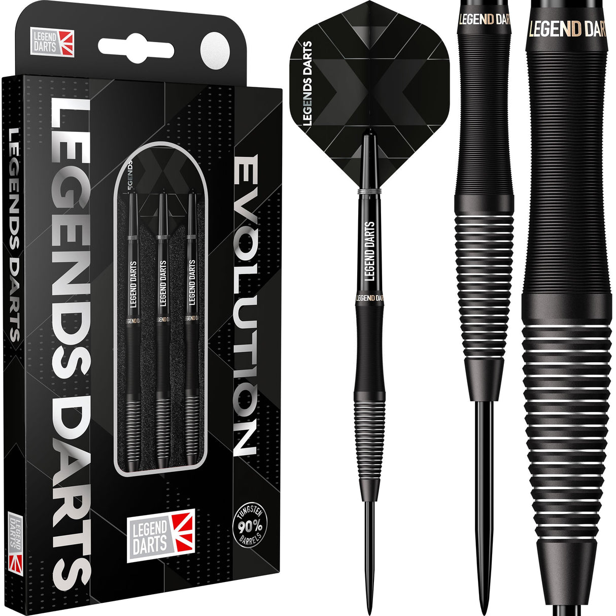 Legend Darts - Stahlspitze - Evolution Serie - B01 - Schwarz - Micro Scallop