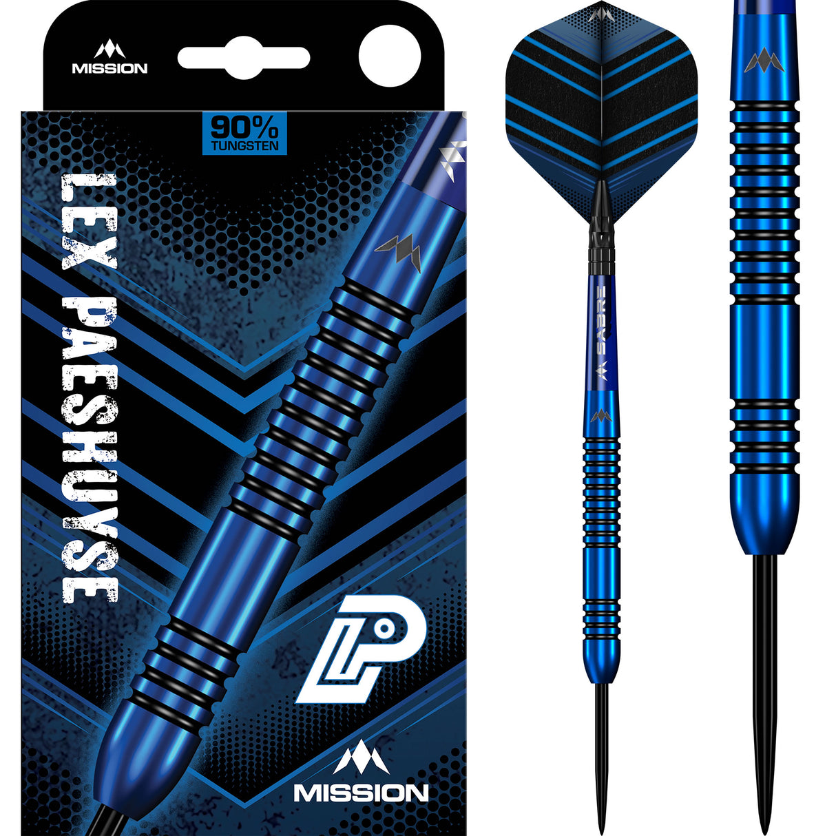 Mission Lex Paeshuyse Darts - Stahlspitze - 90% Tungsten - Blau & Schwarz