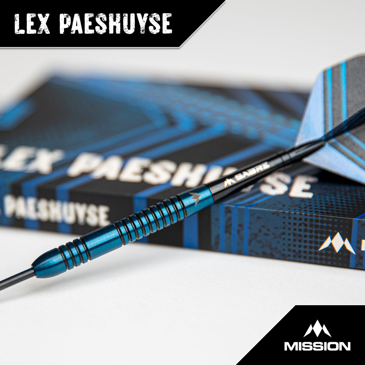 Mission Lex Paeshuyse Darts - Stahlspitze - 90% Tungsten - Blau & Schwarz