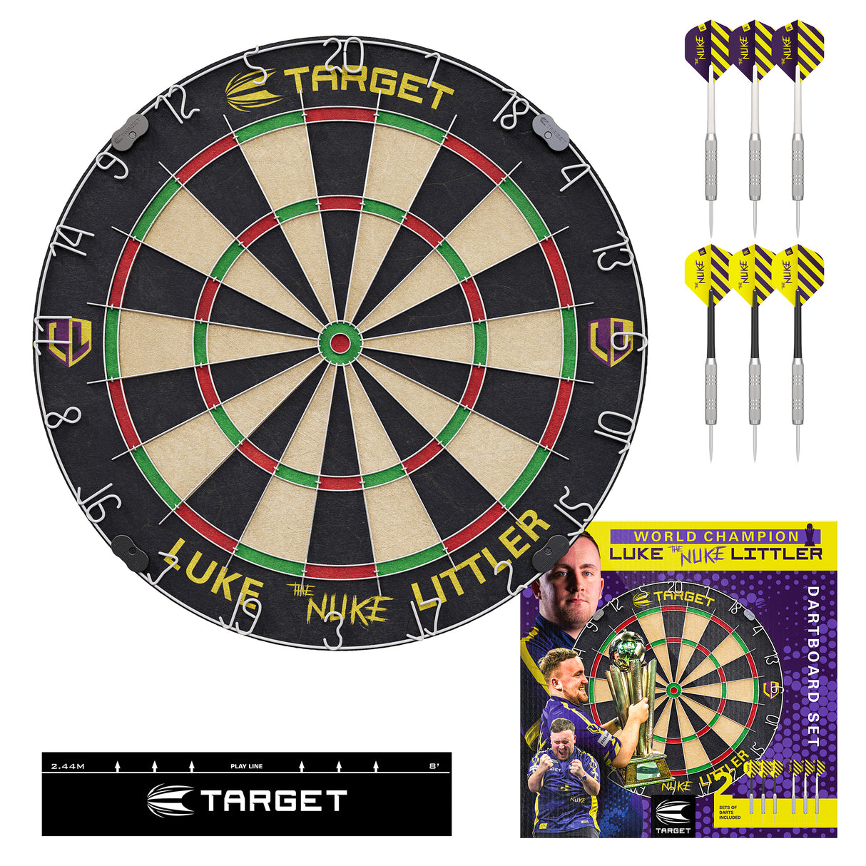 Target Luke Littler Dartboard Set - Dartboard + 6 Darts