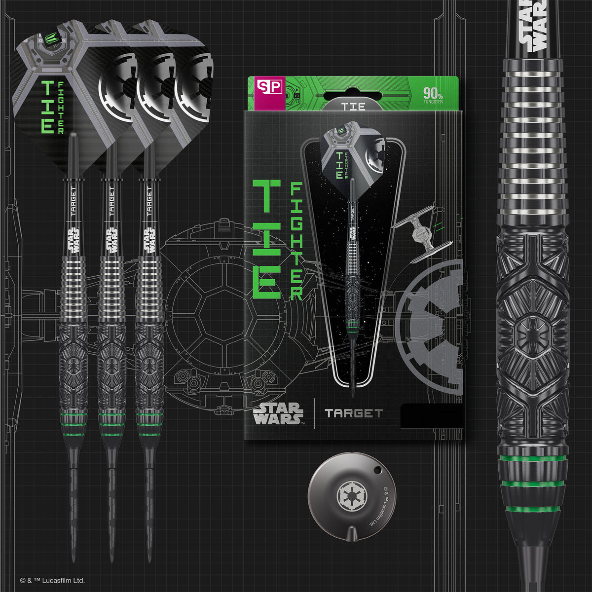Target Star Wars Darts - Stahlspitze - 90% Tungsten - Tie Fighter
