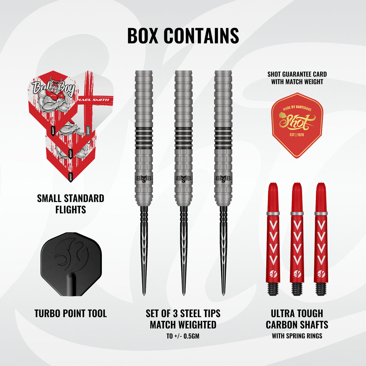 Shot Michael Smith Darts - Stahlspitze - 90% Tungsten - Serie 2