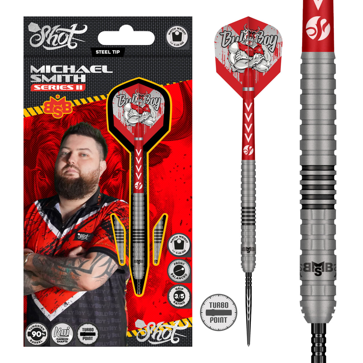 Shot Michael Smith Darts - Stahlspitze - 90% Tungsten - Serie 2