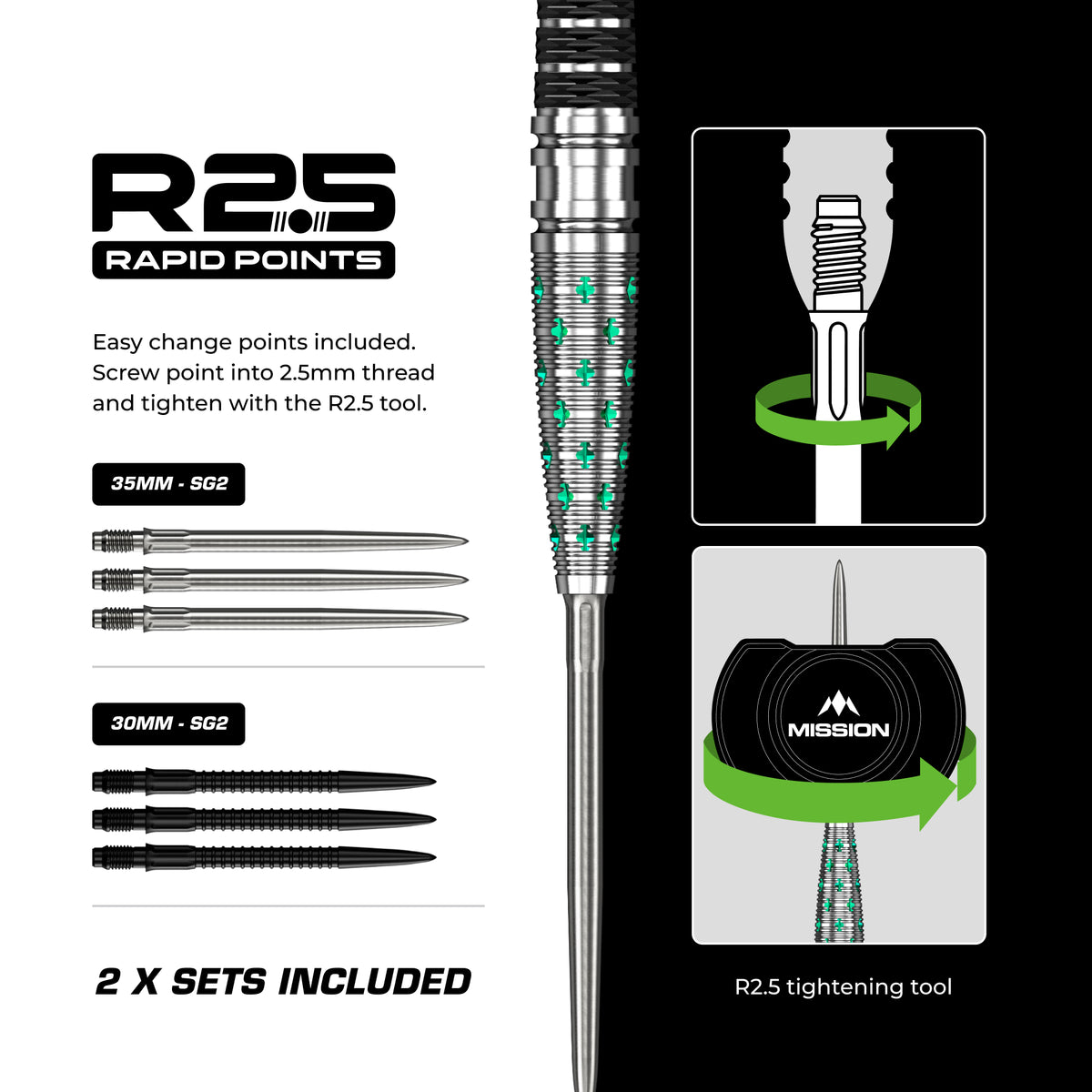 Mission Mantis R2.5 Darts - Stahlspitze - 95% Tungsten
