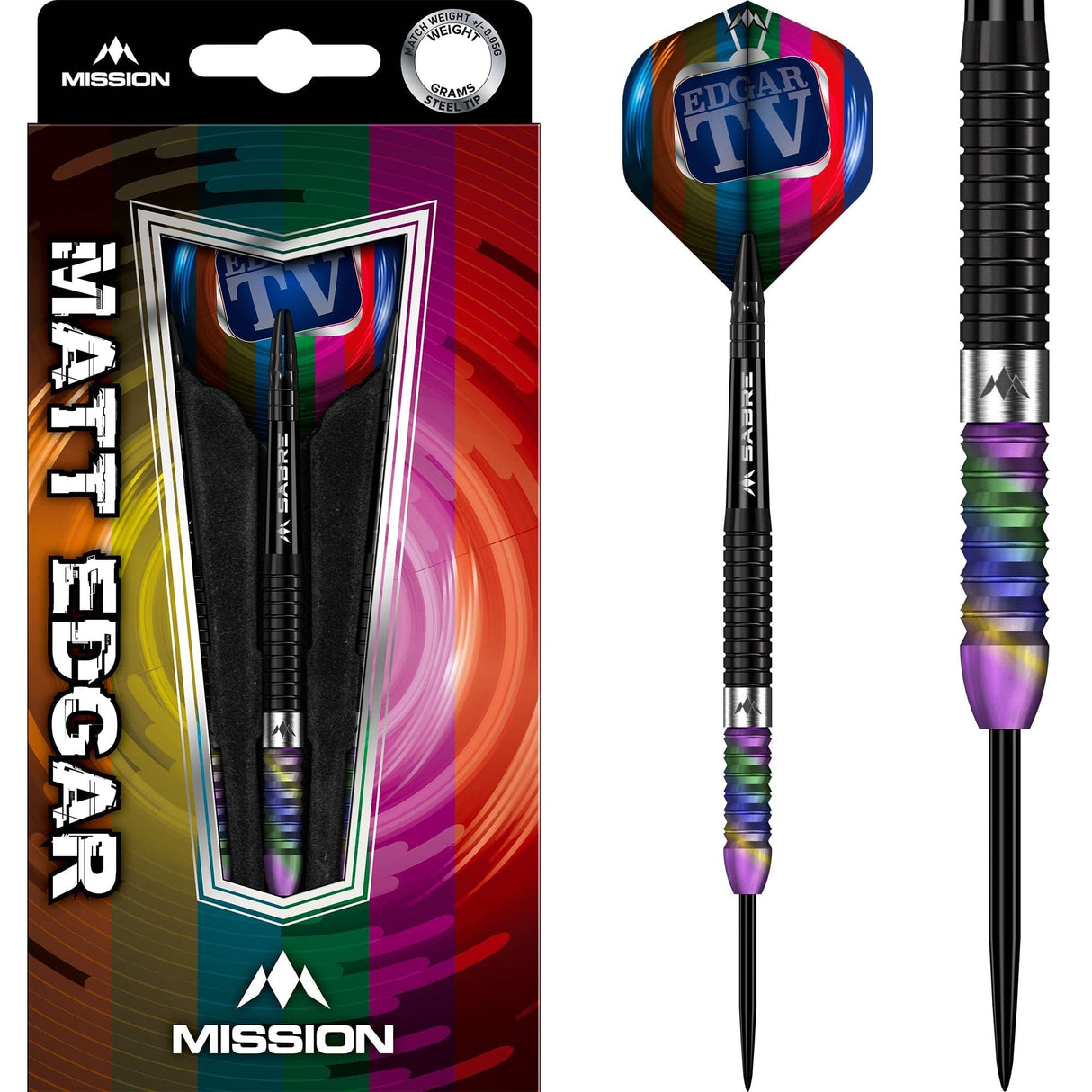 Mission Matthew Edgar Darts – Stahlspitze – 90 % Wolfram – Schwarz &amp; Koralle PVD