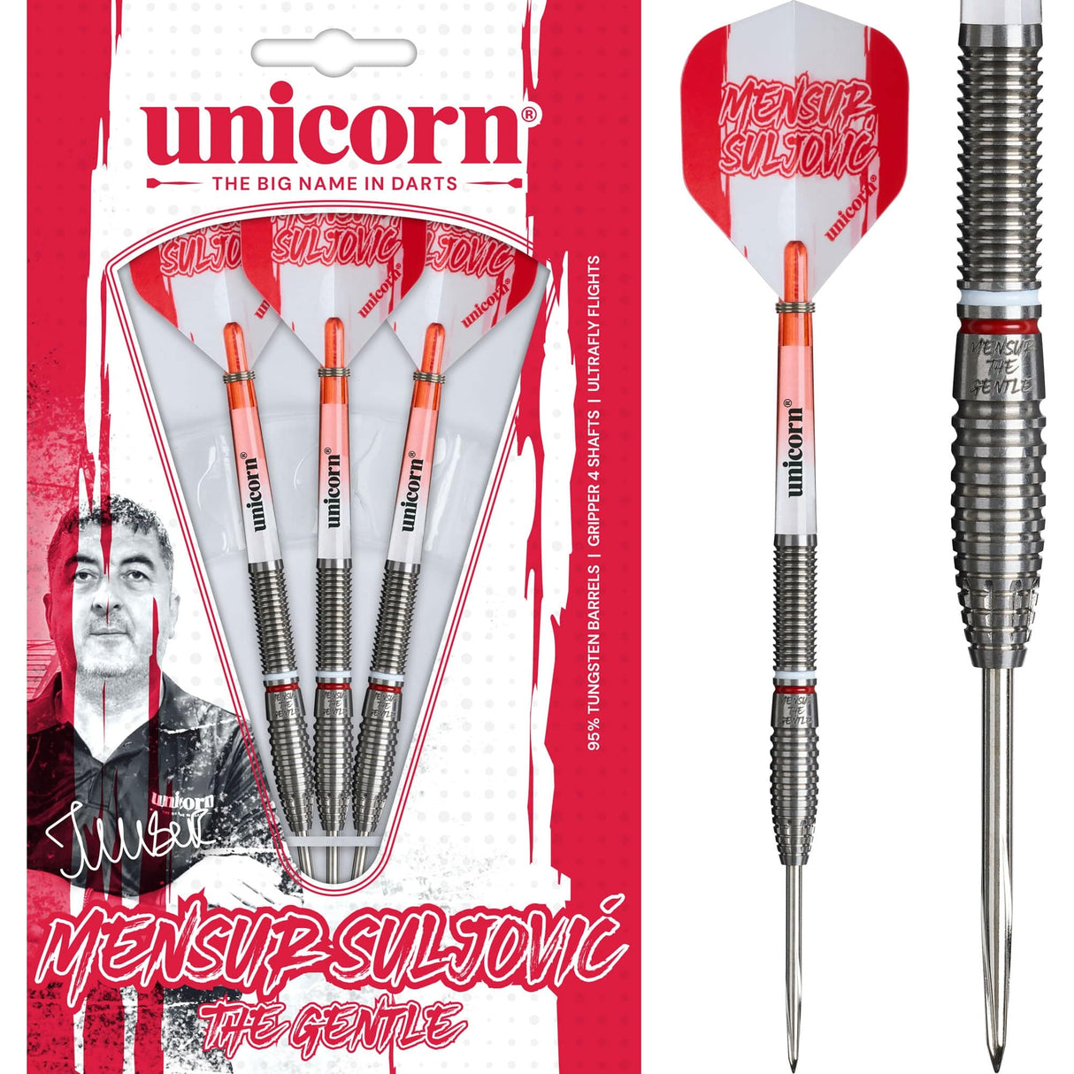 Unicorn Mensur Suljovic Darts - Stahlspitze - 95% Tungsten