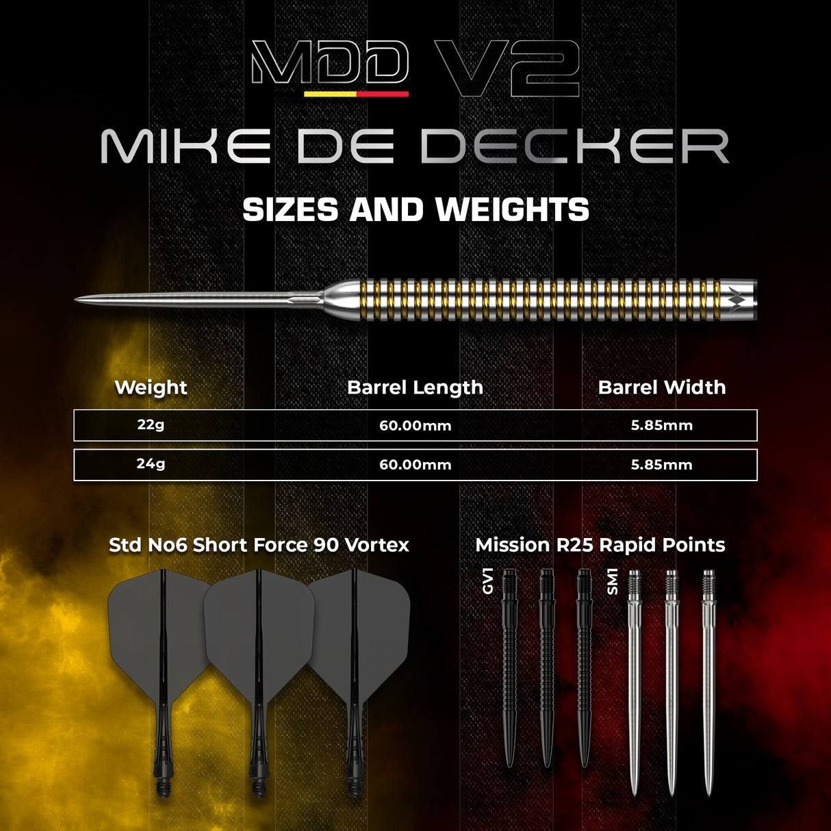 Mission Mike De Decker R2.5 Darts - Stahlspitze - 95% Tungsten - V2