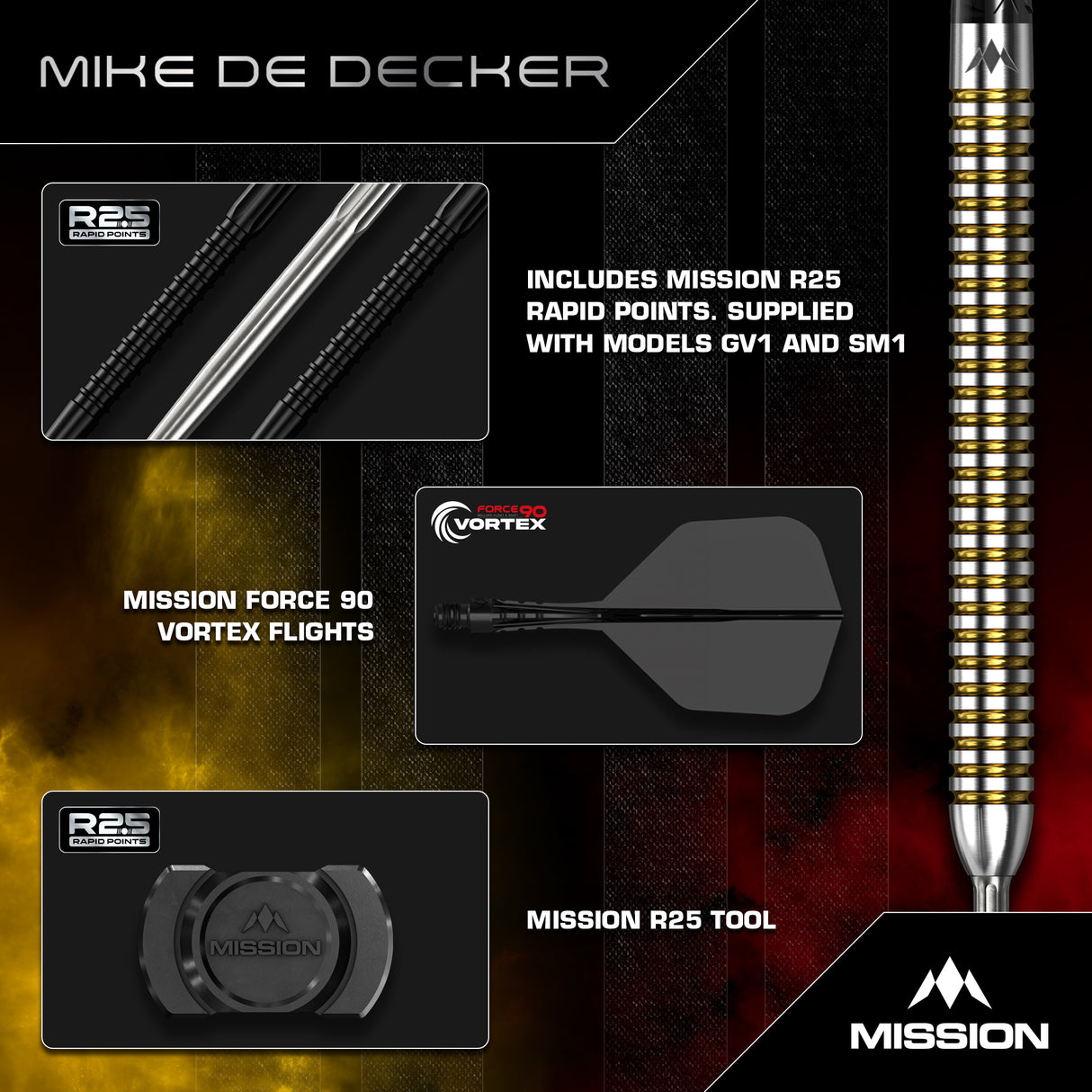 Mission Mike De Decker R2.5 Darts - Stahlspitze - 95% Tungsten - V2