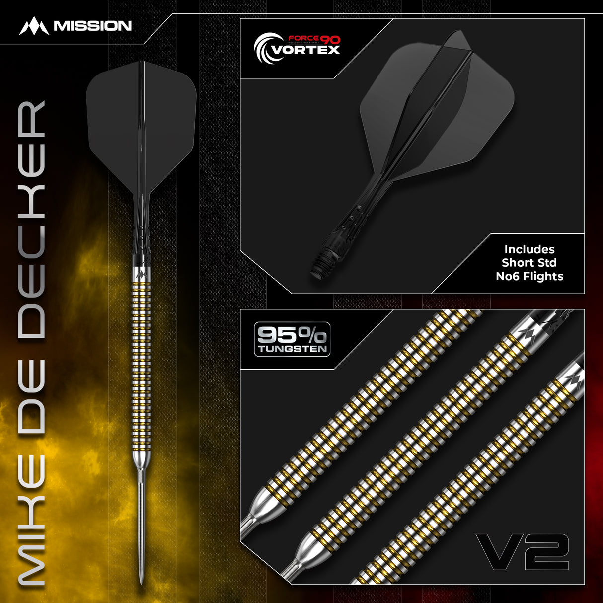 Mission Mike De Decker R2.5 Darts - Stahlspitze - 95% Tungsten - V2