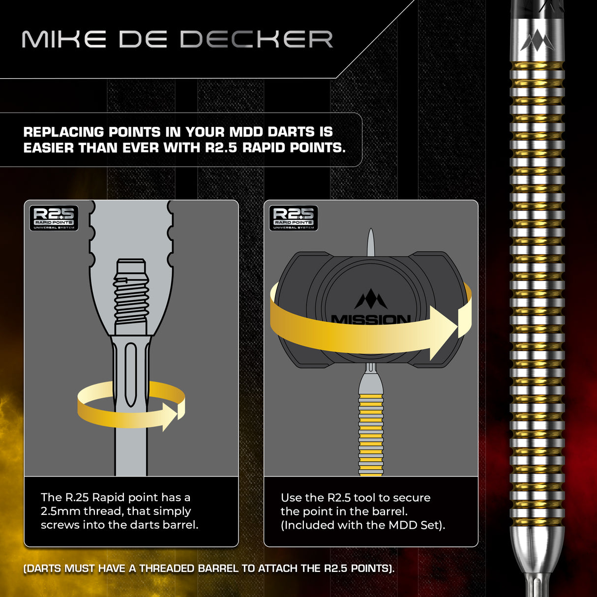 Mission Mike De Decker R2.5 Darts - Stahlspitze - 95% Tungsten - V2