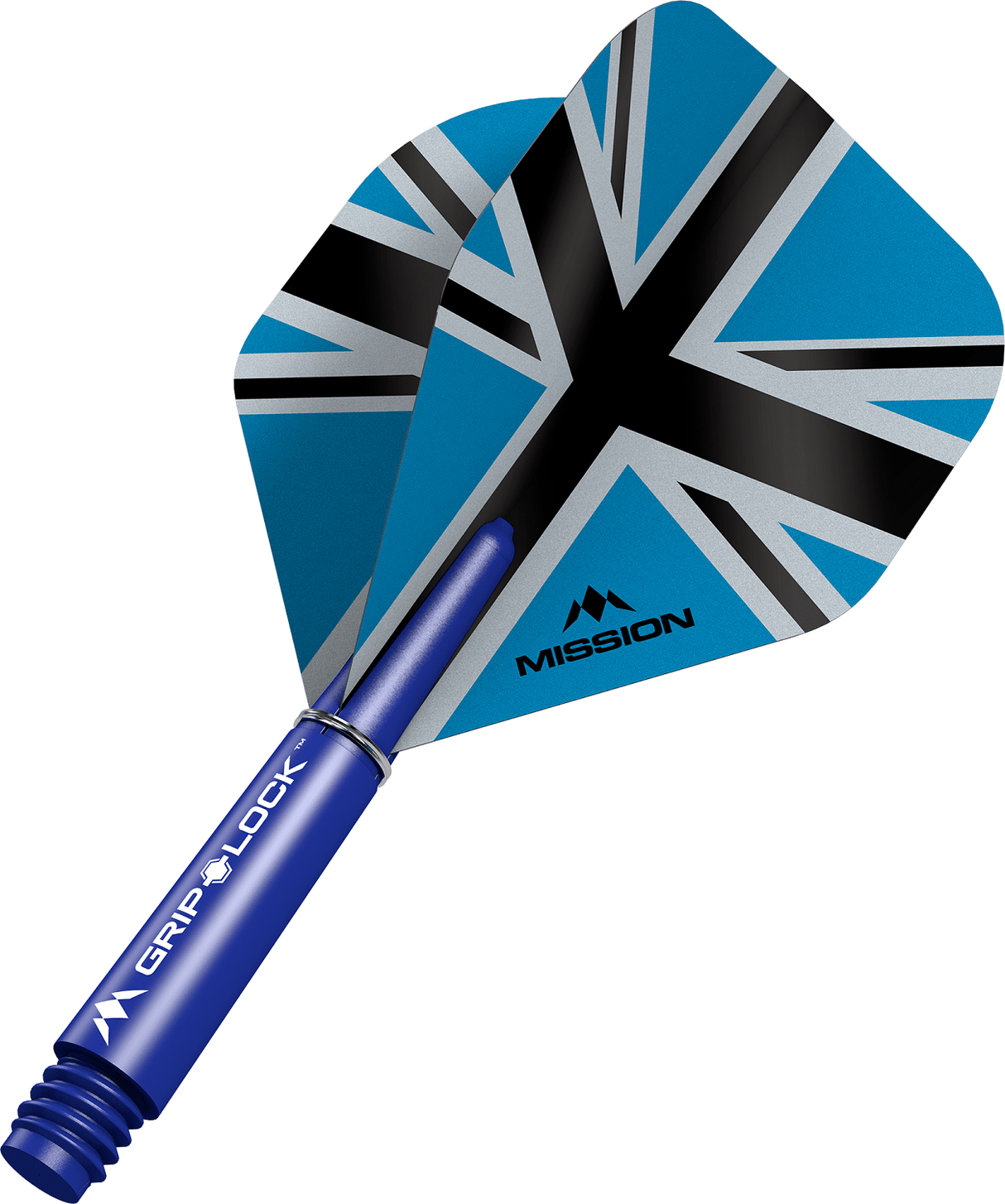 Mission Alliance X Black No2 Dart Flights Combo With Griplock Shafts Blue / Short