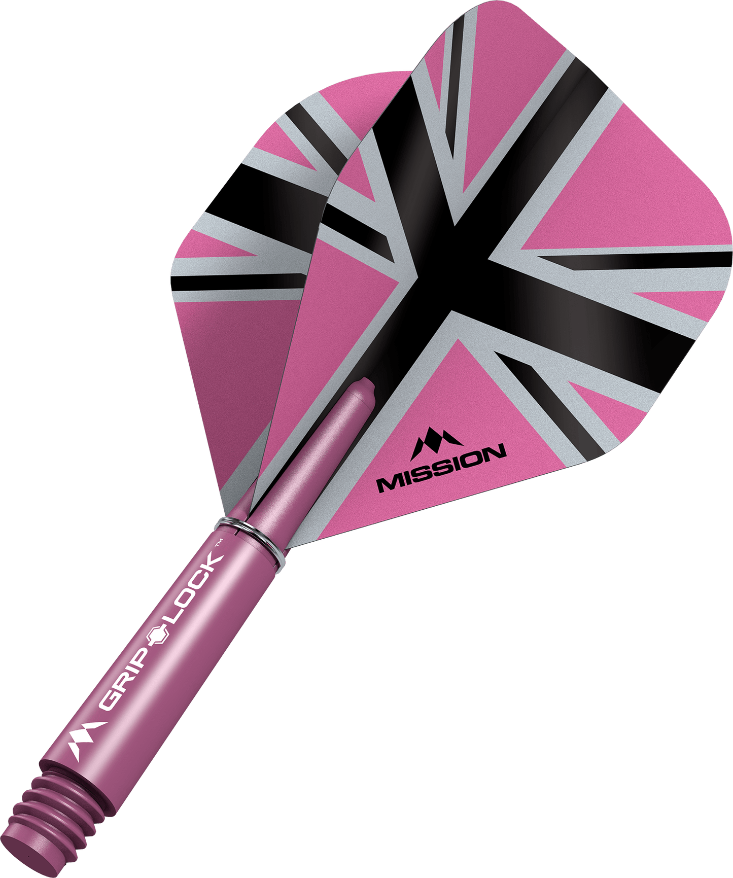 Mission Alliance X Black No2 Dart Flights Combo With Griplock Shafts Pink / Short