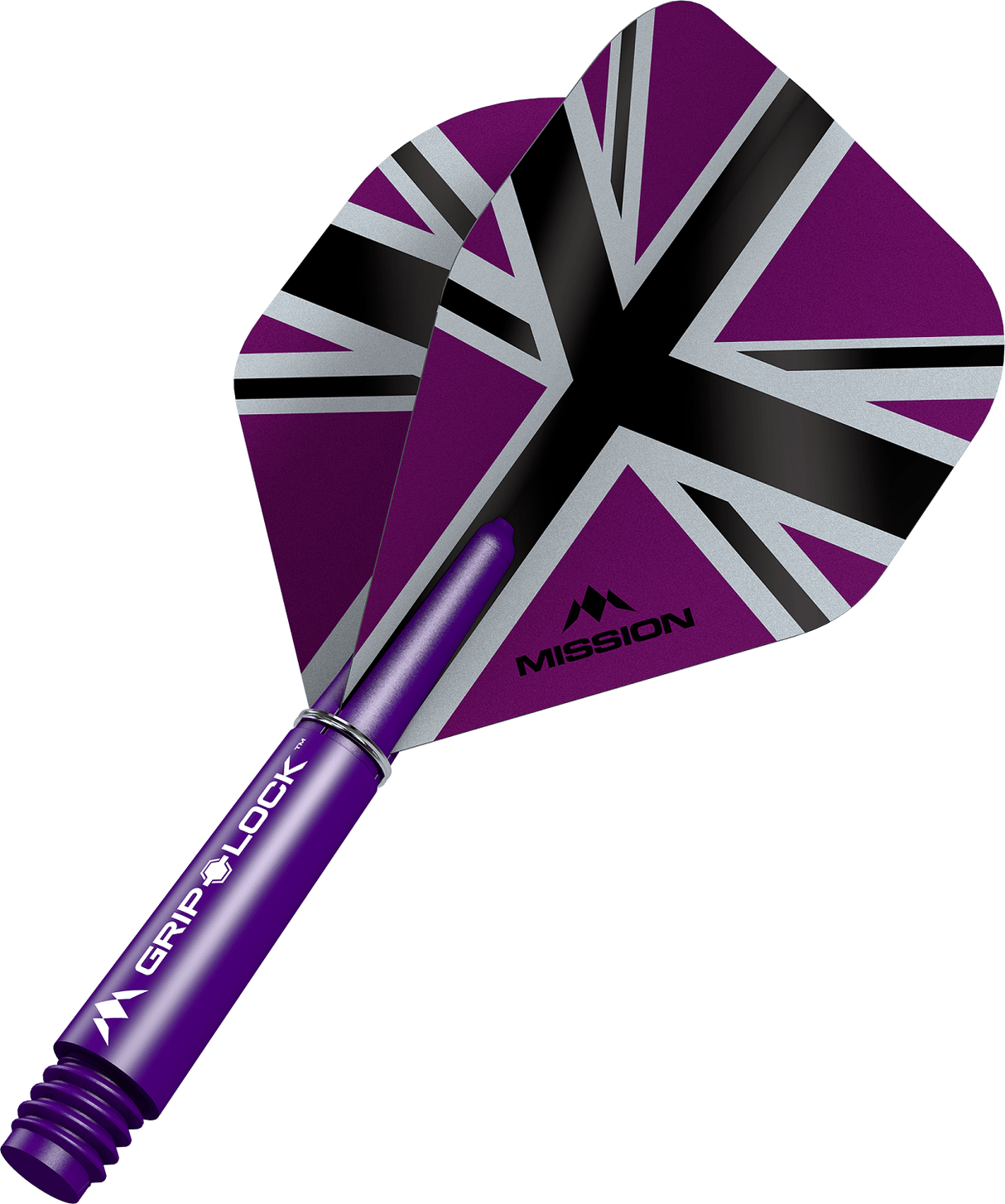 Mission Alliance X Black No2 Dart Flights Combo With Griplock Shafts Purple / Short