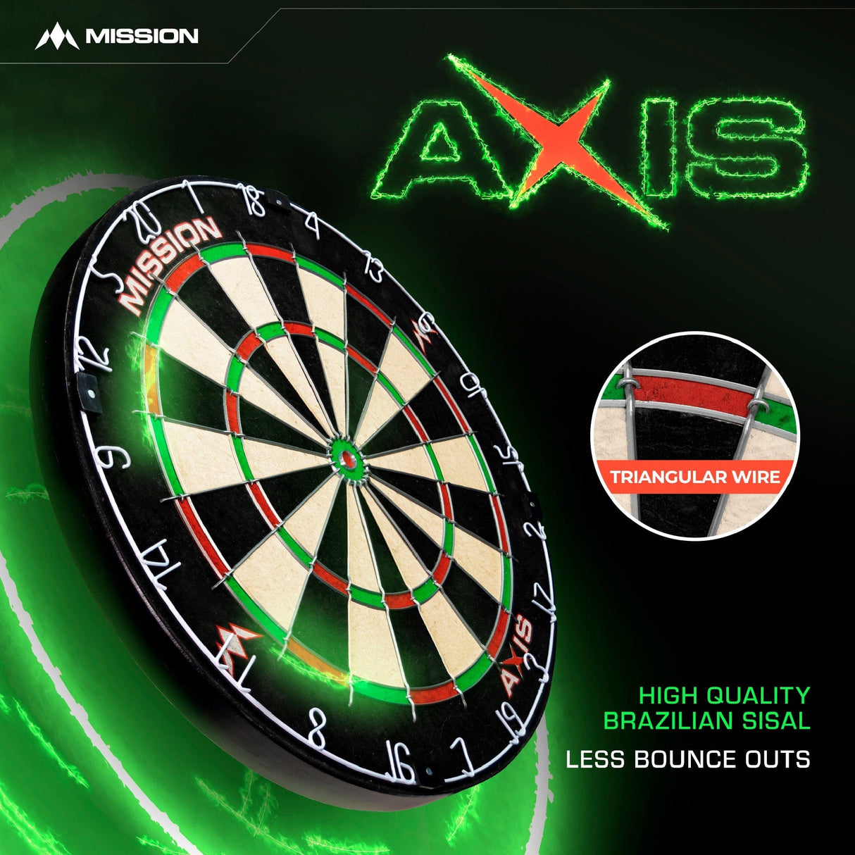*Mission Axis Dartboard - Tri Wire - Player Level Endurance Board