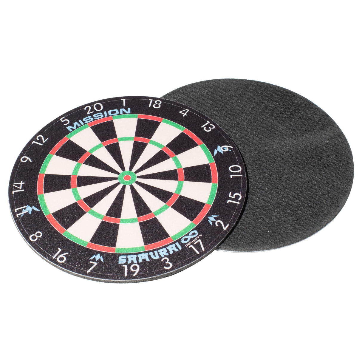 Mission Coasters – Infinity Dartboard-Design – Gummi und Stoff – rund 9,5 cm – 2er-Pack