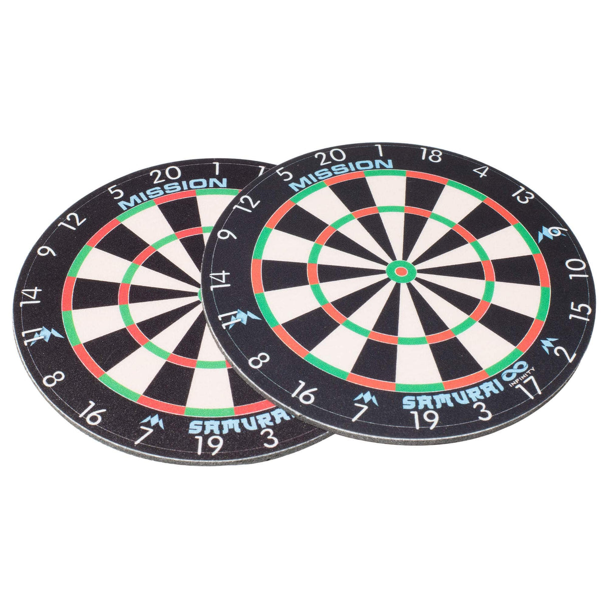 Mission Coasters – Infinity Dartboard-Design – Gummi und Stoff – rund 9,5 cm – 2er-Pack