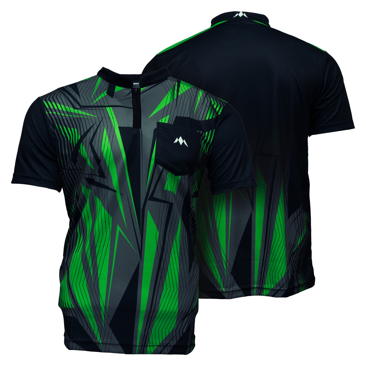Mission Darts Flint Dart Shirt – Kragenlos – Leicht – Schwarz & Grün
