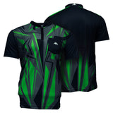 Mission Darts Flint Dart Shirt – Kragenlos – Leicht – Schwarz & Grün