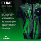 Mission Darts Flint Dart Shirt – Kragenlos – Leicht – Schwarz & Grün