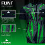 Mission Darts Flint Dart Shirt – Kragenlos – Leicht – Schwarz & Grün