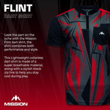 Mission Darts Flint Dart Shirt – Kragenlos – Leicht – Schwarz & Rot